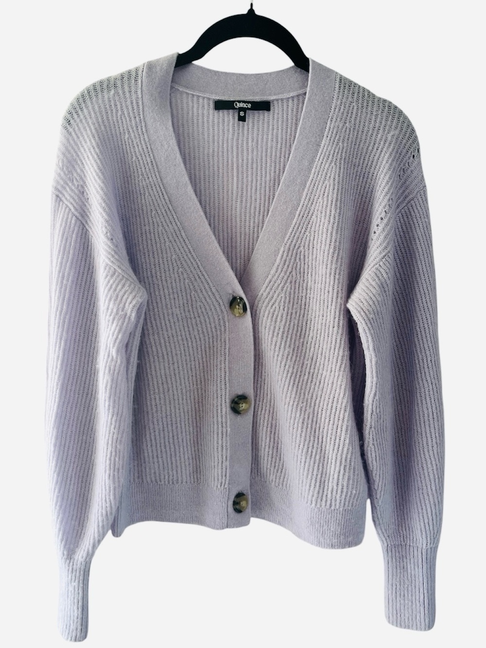 Quince Baby Alpaca Wool Cropped Cardigan Lilac Lavender S